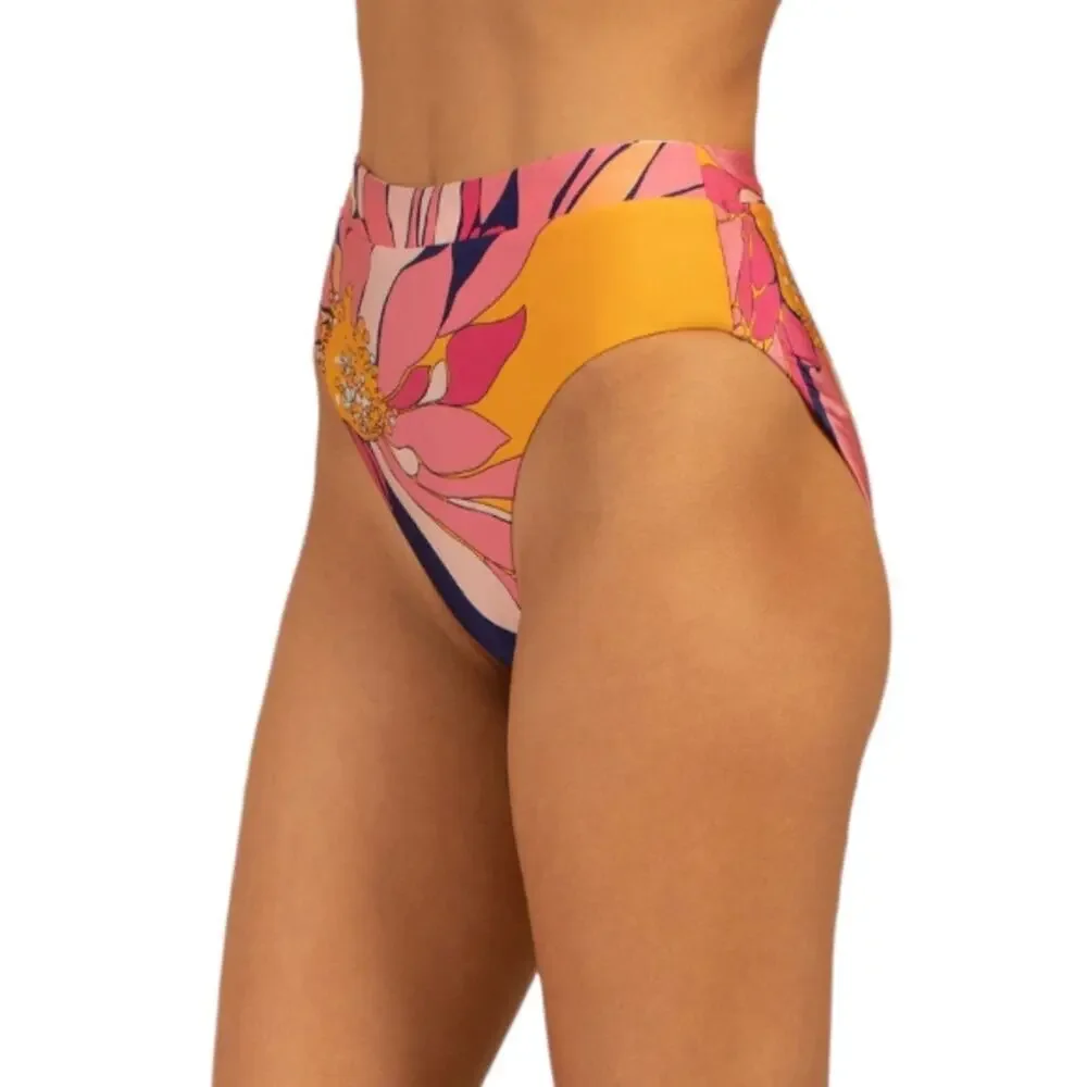 Trina Turk Fold Over High Waist Bikini Bottom